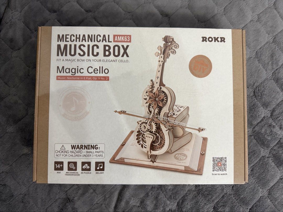 ROKR Mechanical Music Box - Magic Cello & Piano Kits (Category: Handmade Craft) located in San Jose del Monte. Submitted by lachimo7a7a (Listing ID 1464533183, Image 1). Description: - Build your own mechanical music box! - Choose between a Magic Cello or Magic Piano kit. - These are DIY wooden puzzles that play music when assembled. - Great for hobbyists and music lovers. - Fun to build and display. - Limited stock available!.