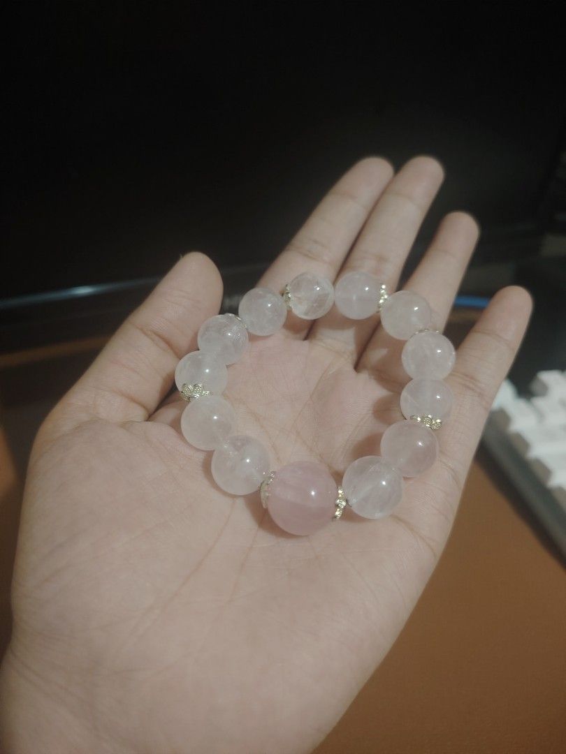 Rose Quartz Beaded Bracelet (Category: Bracelets) located in Caloocan City. Submitted by cherishedfinds (Listing ID 1464726677, Image 2). Description: - Natural Rose Quartz Bracelet - Note: Some beads may have slight imperfections in shape, roundness, or surface details. These are normal characteristics. - Spent 500, get a freebie 🎁 You may add items from my other listings 💯.