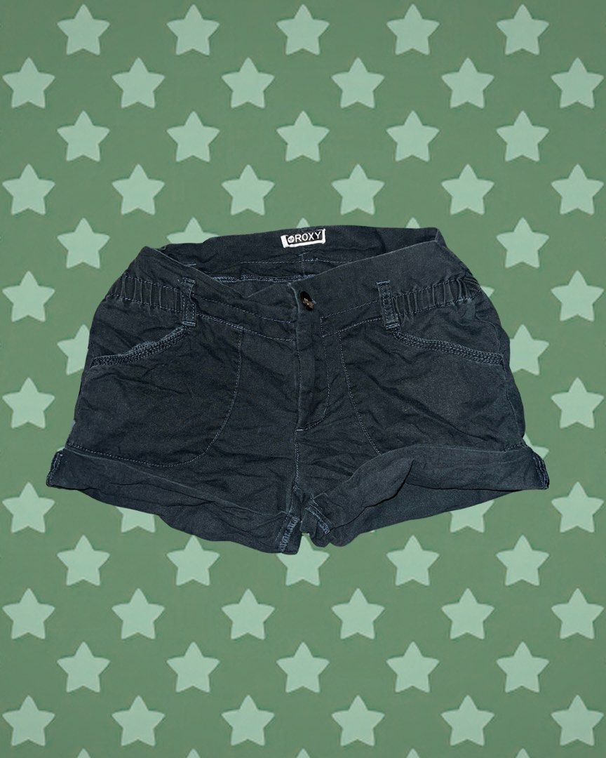 Roxy Women's Dark Grey Cuffed Shorts (Category: Shorts) located in Tuguegarao City. Submitted by love_clothies (Listing ID 1464580864, Image 1). Description: - Dark grey Roxy shorts - Elastic waistband with button closure - Cuffed hem - Two front pockets - Ideal for casual wear - Comfortable fit - Width: 12 inch, Length: 10 inch.