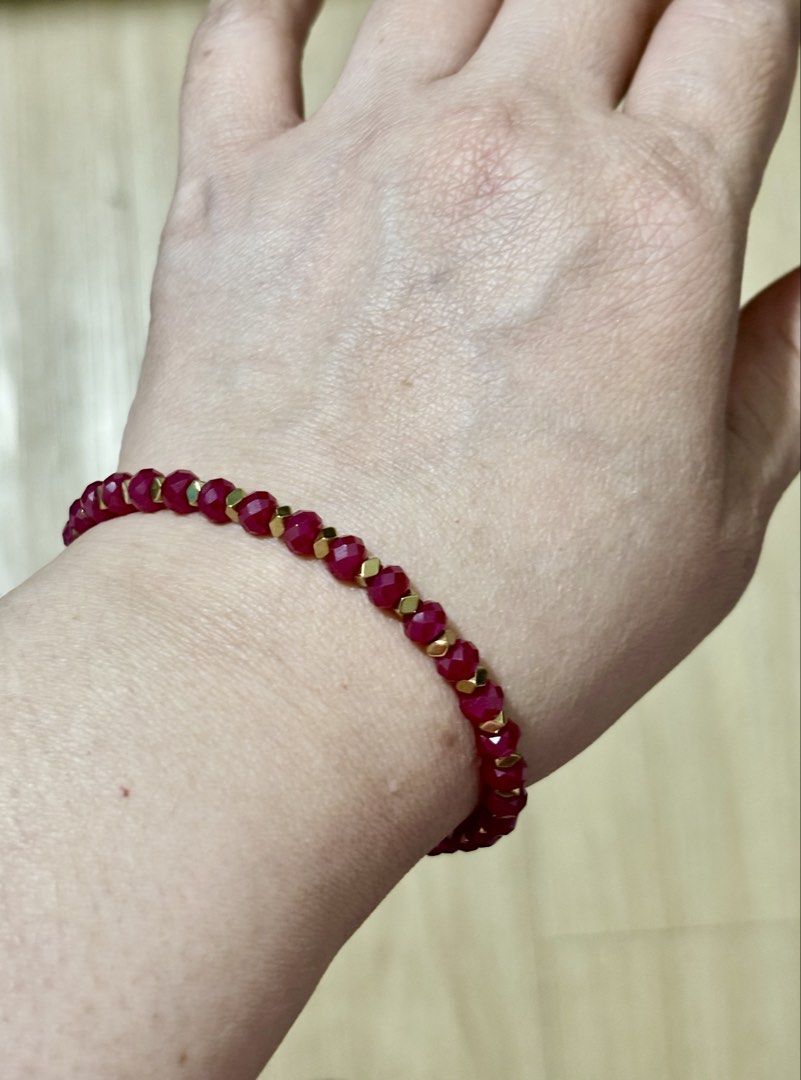 Ruby Bracelet (Category: Bracelets) located in Pasig City. Submitted by talaversify (Listing ID 1464634702, Image 3). Description: Semi-precious stone: Ruby with Hematite spacers Stone size: 5mm (faceted) Wrist size: 18cm 💠 Natural stone 💠.
