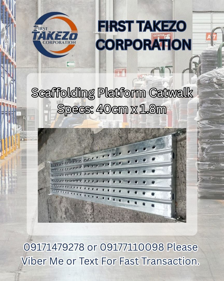 Scaffolding Platform Catwalk Specs: 40cm x 1.8m (Category: Home Improvement Tools & Accessories) located in Manila. Submitted by 09171479278_elsie. (Listing ID 1464575878, Image 1). Description: Scaffolding Platform Catwalk Specs: 40cm x 1.8m.