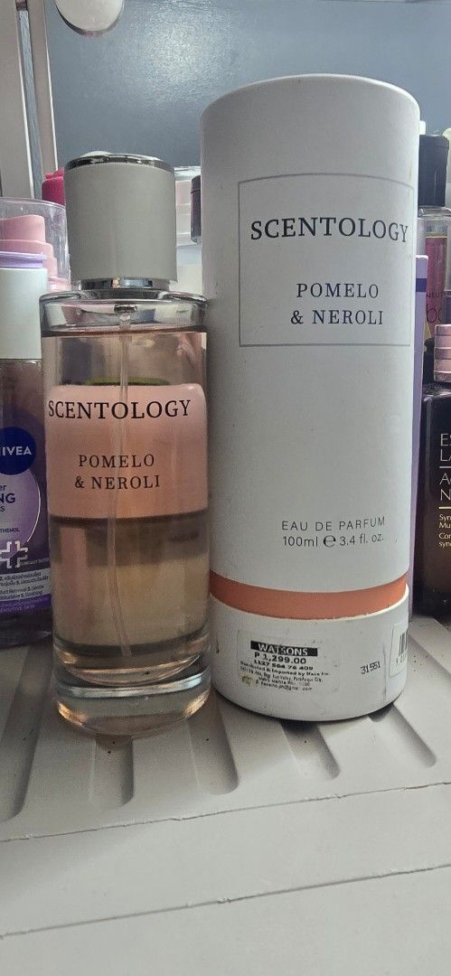 Scentology Pomelo & Neroli Eau De Parfum 100ml (Category: Fragrance & Deodorants) located in Manila. Submitted by chubbychic553 (Listing ID 1464743417, Image 3). Description: - Brand: Scentology - Scent: Pomelo & Neroli (Fresh & citrusy, perfect for daily wear) - Size: 100ml 90% full - Condition: Like new php 800.