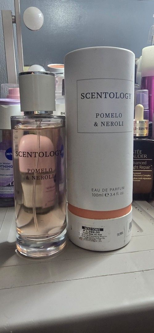 Scentology Pomelo & Neroli Eau De Parfum 100ml (Category: Fragrance & Deodorants) located in Manila. Submitted by chubbychic553 (Listing ID 1464743417, Image 1). Description: - Brand: Scentology - Scent: Pomelo & Neroli (Fresh & citrusy, perfect for daily wear) - Size: 100ml 90% full - Condition: Like new php 800.