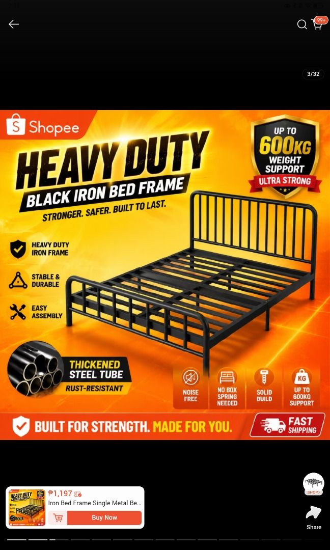 Semi double bed (Category: Bedding & Towels) located in Caloocan City. Submitted by richlyblessed (Listing ID 1464753372, Image 2). Description: Almost new.
