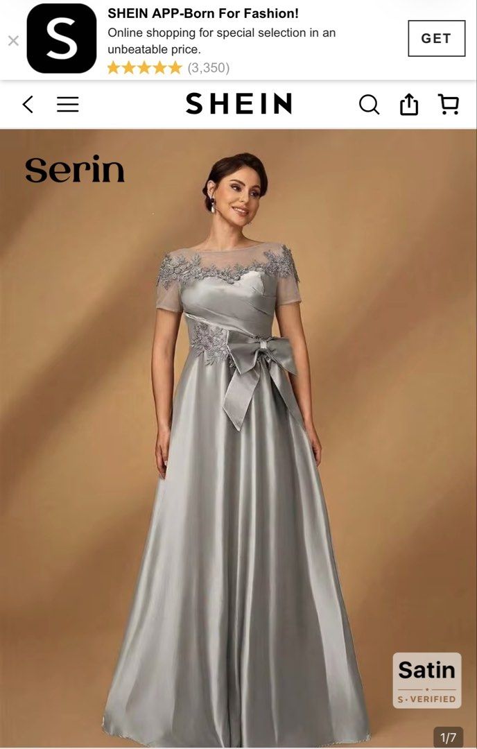 Shein Serin Light Gray large (Category: Evening dresses & gowns) located in Caloocan City. Submitted by jaclynara63861 (Listing ID 1464736779, Image 1). Description: Brand new. Isusuot ko sana sa silver wedding ko pero mahaba ung dress no time na ipa cut. Original prize is 1427. .