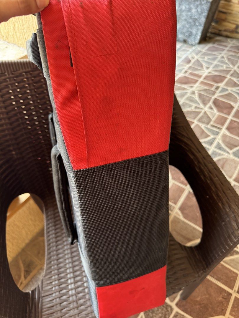 Shift Training Pad for Martial Arts or Boxing (Category: Combat Sports) located in Las Pinas. Submitted by emdjss (Listing ID 1464650484, Image 2). Description: - Brand: Shift Taekwondo Kick Shield/ Training Pad - Color: Black with Red Trim - Ideal for: Martial Arts, Taekwondo, Boxing Training - Features: Secure grip handles on the back - Condition: Used, with minor scuffs and dust, but in good working condition.