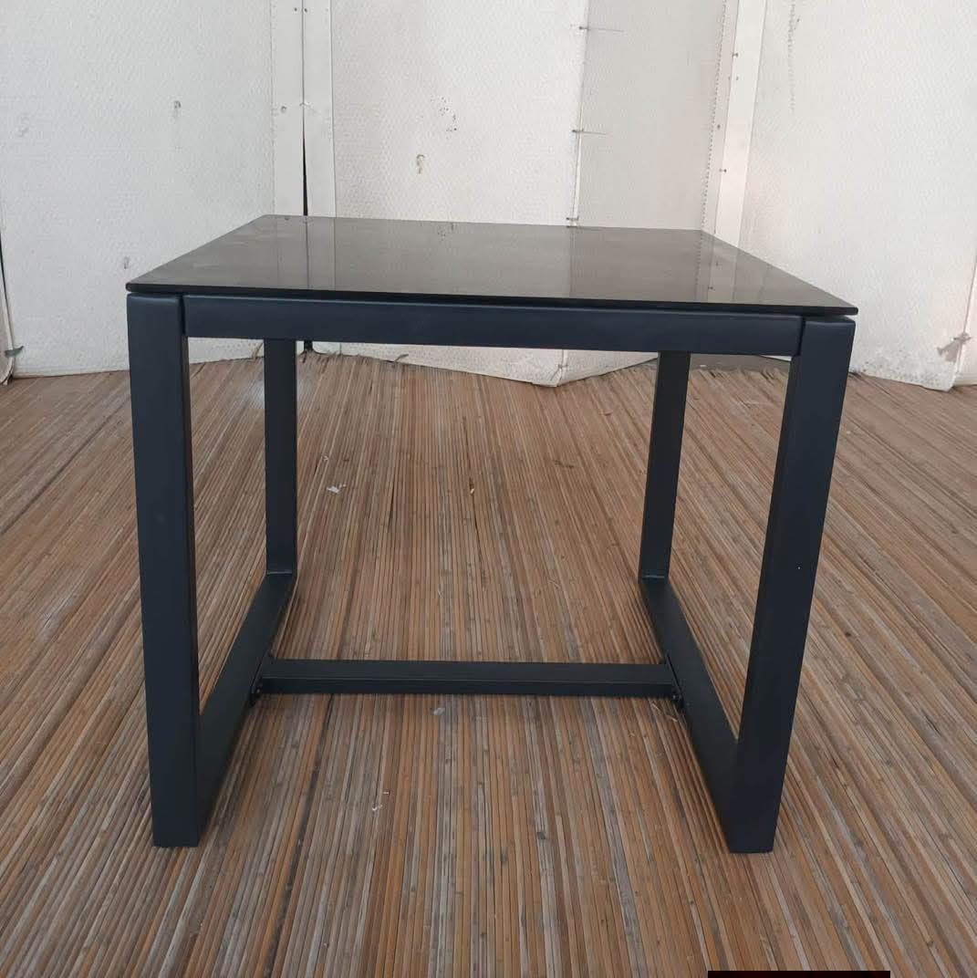 Side table glass top (Category: Tables & Sets) located in Meycauayan. Submitted by marygracecasimiro (Listing ID 1464585535, Image 1). Description: Industrial Style Side Table Glass Top / Metal Frame L16.5 x W15.5 x H15.5 Price: 3200🩷🧡.