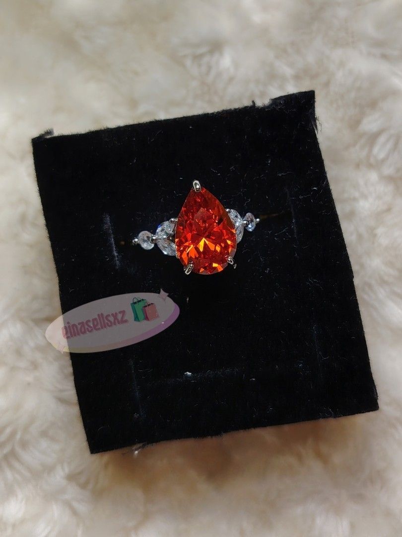 Silver Plated Padparadscha Teardrop Ring Pear Cut (Category: Rings) located in Basista. Submitted by einasellsxz (Listing ID 1463232011, Image 2). Description: .