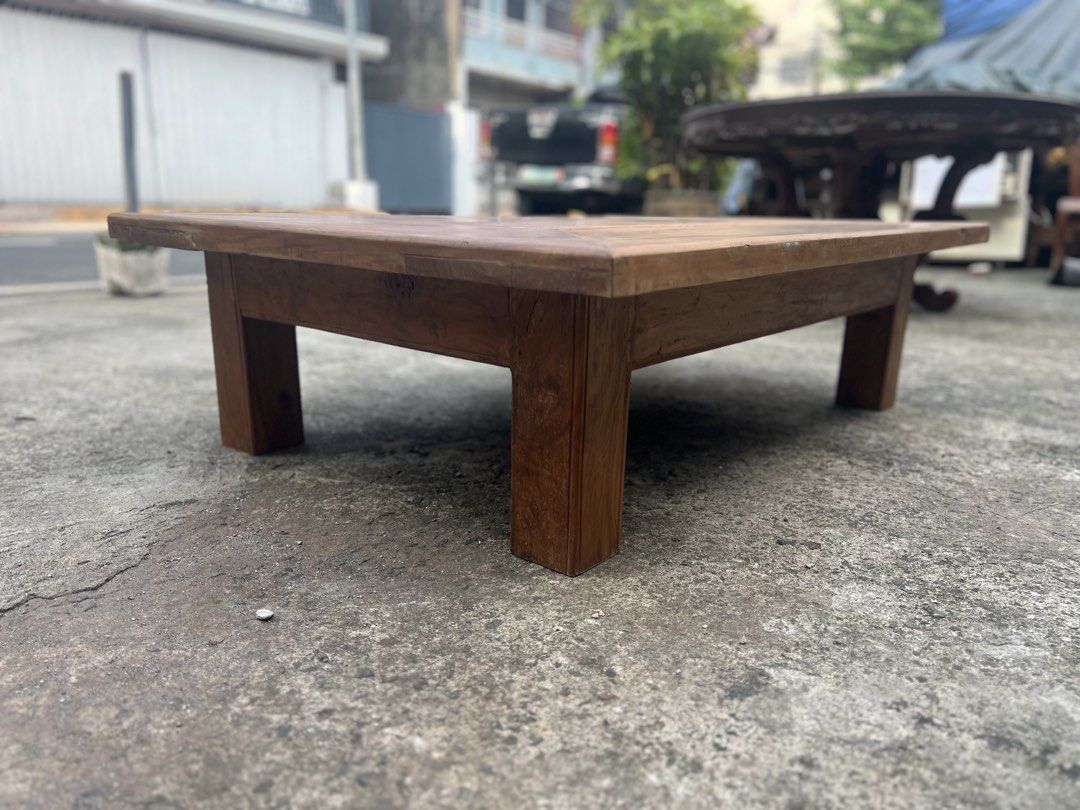 Solid Molave Wood Center Table (Category: Tables & Sets) located in Makati City. Submitted by baliktanaw (Listing ID 1464602468, Image 3). Description: Height: 14 inches Length: 49 3/4 inches Width: 36 inches Thickness: 1 1/2 inch .
