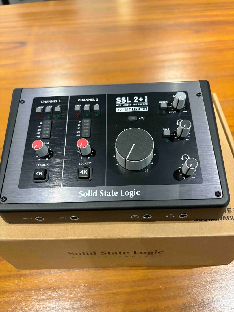 Solid State Logic SSL 2+ MK2 USB Audio Interface (Category: Soundbars, Speakers & Amplifiers) located in Petaling Jaya. Submitted by studio578 (Listing ID 1464672381, Image 2). Description: - Solid State Logic SSL 2+ (Mk2) USB audio interface for sale. - Comes with the original box. - Fully functional and in excellent working condition. - Mint condition - Warranty Expired in Oct 2026 - COD only; test before buying. .