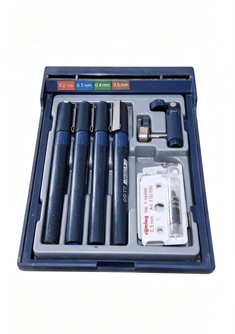 Staedtler 700 Technical Pens (Category: Stationery & School Supplies) located in Bulacan. Submitted by gjeen (Listing ID 1464683615, Image 1). Description: - selling as is - pens are intact - with 3 rotring nibs - needs cleaning - no ink to try.
