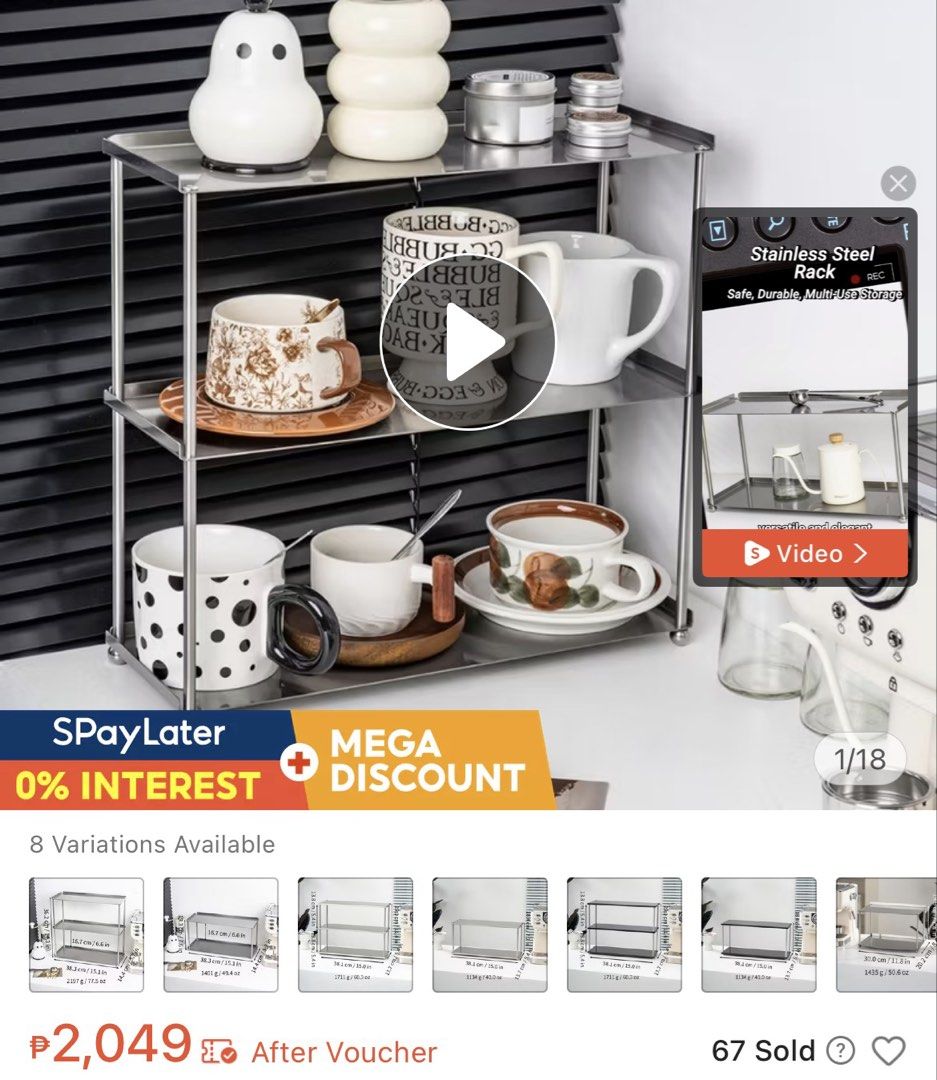 Stainless Steel Matcha Shelf Rack Organizer (Category: Shelves, Cabinets & Racks) located in Quezon City. Submitted by noty4na (Listing ID 1464591449, Image 3). Description: - still new with box - lalamove - qc - orig price: 2k+ .