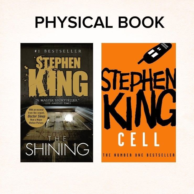 Stephen King Bundle - The Shining, Cell (Category: Announcements) located in Manila. Submitted by hdbookshop (Listing ID 1464747711, Image 1). Description: The Shining Cell ₱680 for both BUNDLE OF 2 BOOKS ⚠️SURE BUYERS ONLY Make an offer if SURE BUYER. Due to Carousell's reply qouta, only serious buyers will be replied to. 🚫NO OFFER = NO REPLY Make an offer if 100% committed in getting the book, we will reply to you ASAP..