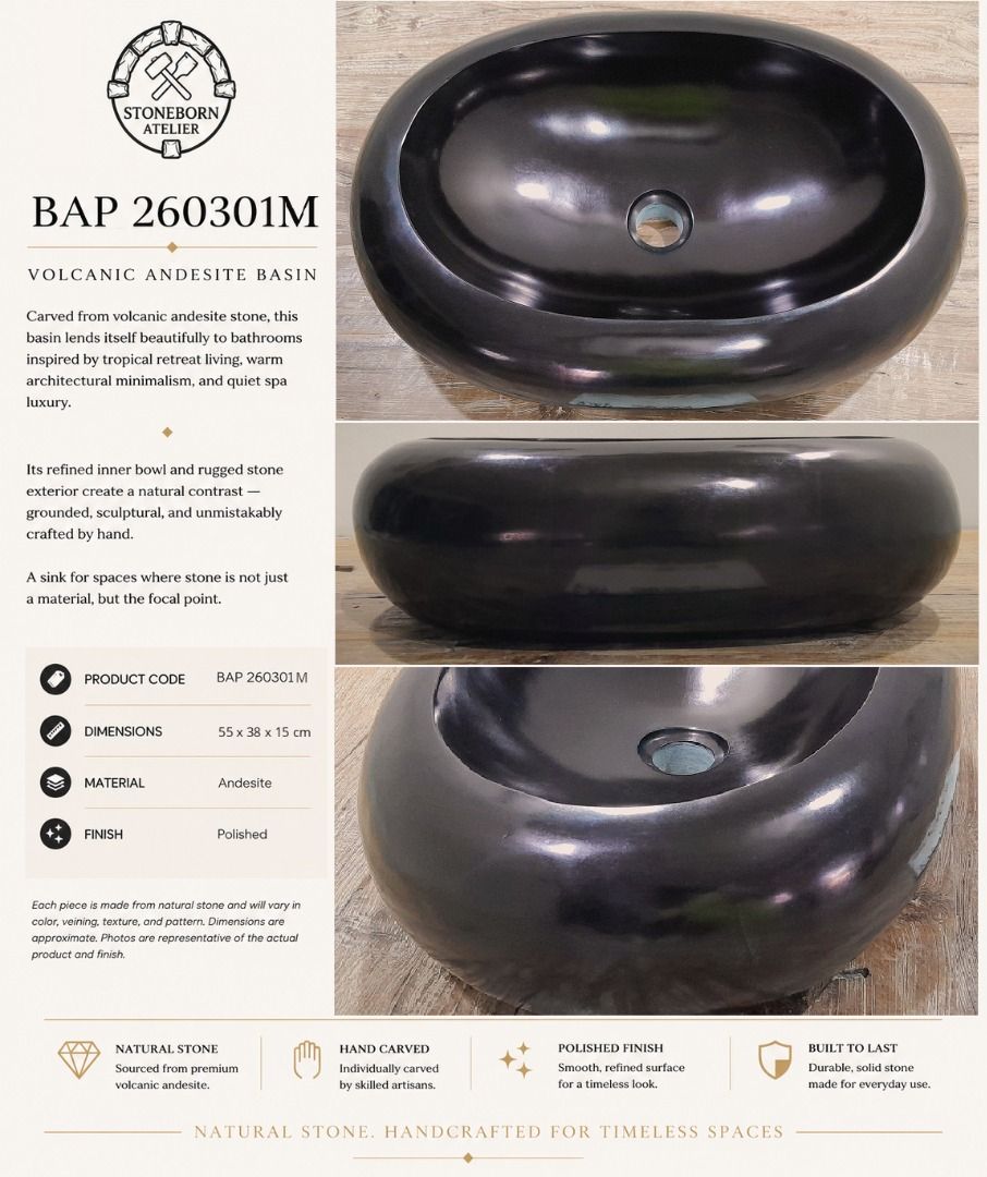 Stone Sinks (Category: Bathroom & Kitchen Fixtures) located in Caloocan City. Submitted by sbatelier.philippines (Listing ID 1464621166, Image 3). Description: Ready, on-hand stock. No need to wait for preordering, no downpayment needed. All items are availble on hand ready for same/Next day shipping. DM us to view all our product catalogues with clear photos and specs. Large selection to choose from. At Stoneborn Atelier, we create unique, hand-
