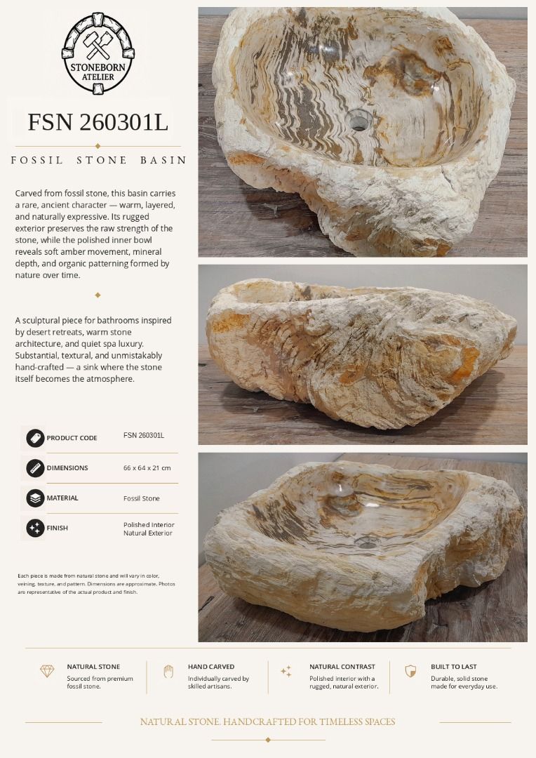 Stone Sinks (Category: Bathroom & Kitchen Fixtures) located in Caloocan City. Submitted by sbatelier.philippines (Listing ID 1464622018, Image 3). Description: Ready, on-hand stock. No need to wait for preordering, no downpayment needed. All items are availble on hand ready for same/next day shipping. DM us to view all our product catalogues with clear photos and specs. Large selection to choose from. At Stoneborn Atelier, we create unique, hand-