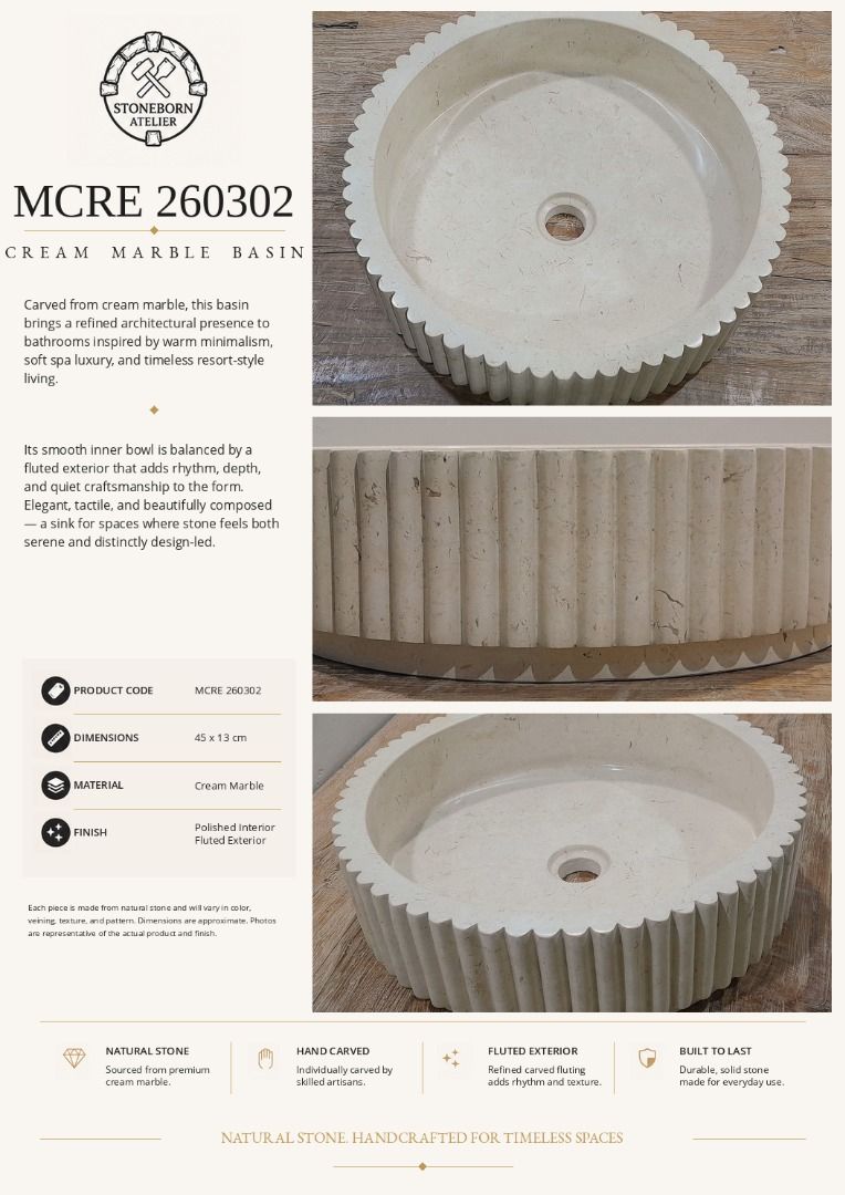 Stone Sinks (Category: Bathroom & Kitchen Fixtures) located in Caloocan City. Submitted by sbatelier.philippines (Listing ID 1464634302, Image 3). Description: Ready, on-hand stock. No need to wait for preordering, no downpayment needed. All items are availble on hand ready for same/next day shipping. DM us to view all our product catalogues with clear photos and specs. Large selection to choose from. At Stoneborn Atelier, we create unique, hand-