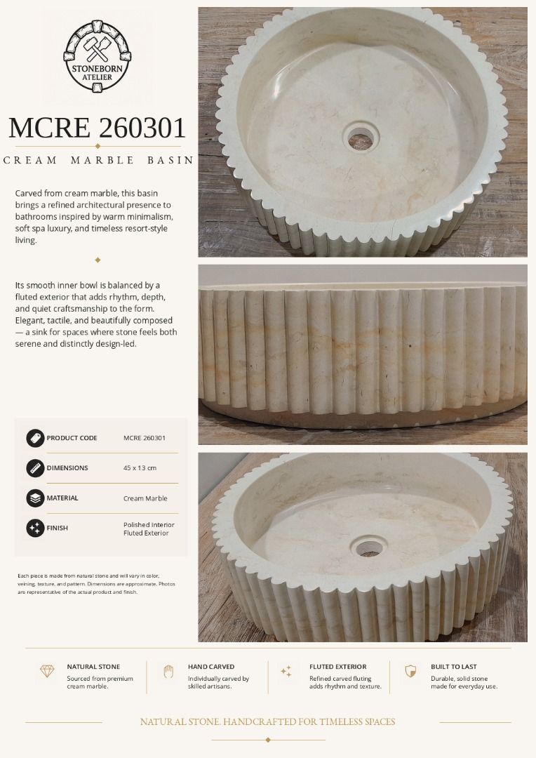 Stone Sinks (Category: Bathroom & Kitchen Fixtures) located in Caloocan City. Submitted by sbatelier.philippines (Listing ID 1464634302, Image 2). Description: Ready, on-hand stock. No need to wait for preordering, no downpayment needed. All items are availble on hand ready for same/next day shipping. DM us to view all our product catalogues with clear photos and specs. Large selection to choose from. At Stoneborn Atelier, we create unique, hand-