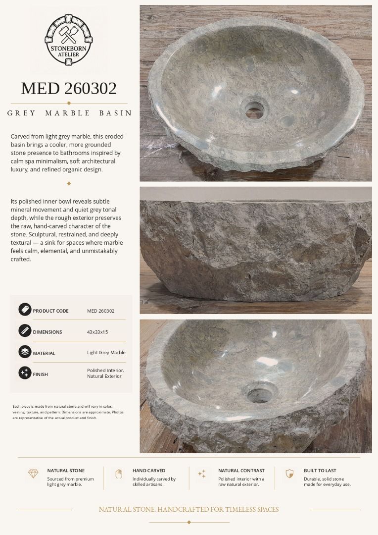 Stone Sinks (Category: Bathroom & Kitchen Fixtures) located in Caloocan City. Submitted by sbatelier.philippines (Listing ID 1464641362, Image 3). Description: Ready, on-hand stock. No need to wait for preordering, no downpayment needed. All items are availble on hand ready for same/next day shipping. DM us to view all our product catalogues with clear photos and specs. Large selection to choose from. At Stoneborn Atelier, we create unique, hand-