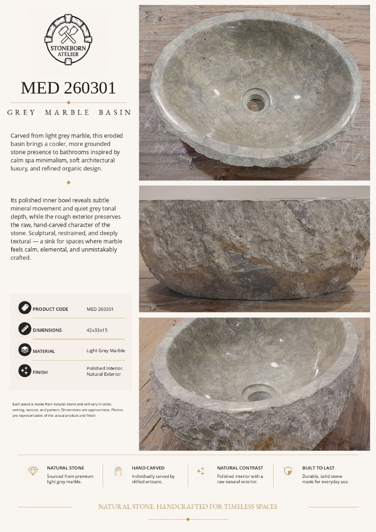Stone Sinks (Category: Bathroom & Kitchen Fixtures) located in Caloocan City. Submitted by sbatelier.philippines (Listing ID 1464641362, Image 2). Description: Ready, on-hand stock. No need to wait for preordering, no downpayment needed. All items are availble on hand ready for same/next day shipping. DM us to view all our product catalogues with clear photos and specs. Large selection to choose from. At Stoneborn Atelier, we create unique, hand-