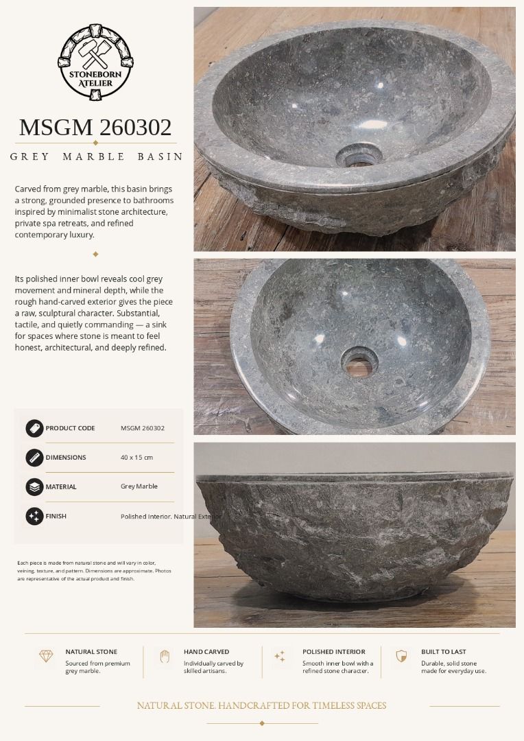 Stone Sinks (Category: Bathroom & Kitchen Fixtures) located in Caloocan City. Submitted by sbatelier.philippines (Listing ID 1464642617, Image 3). Description: Ready, on-hand stock. No need to wait for preordering, no downpayment needed. All items are availble on hand ready for same/next day shipping. DM us to view all our product catalogues with clear photos and specs. Large selection to choose from. At Stoneborn Atelier, we create unique, hand-