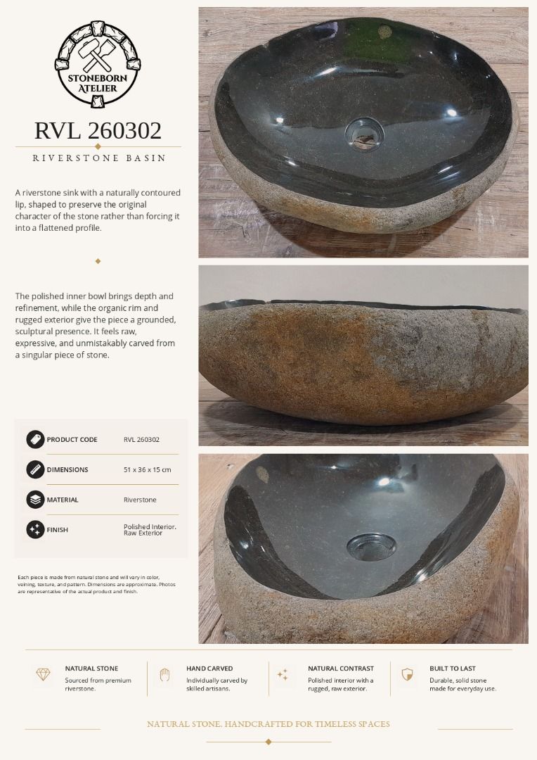 Stone Sinks (Category: Bathroom & Kitchen Fixtures) located in Muntinlupa City. Submitted by sbatelier.philippines (Listing ID 1464649412, Image 3). Description: Ready, on-hand stock. No need to wait for preordering, no downpayment needed. All items are availble on hand ready for same/next day shipping. DM us to view all our product catalogues with clear photos and specs. Large selection to choose from. At Stoneborn Atelier, we create unique, han