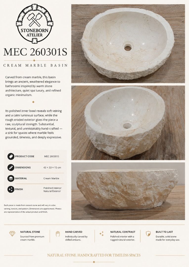 Stone Sinks (Category: Bathroom & Kitchen Fixtures) located in Caloocan City. Submitted by sbatelier.philippines (Listing ID 1464638273, Image 2). Description: Ready, on-hand stock. No need to wait for preordering, no downpayment needed. All items are availble on hand ready for same/next day shipping. DM us to view all our product catalogues with clear photos and specs. Large selection to choose from. At Stoneborn Atelier, we create unique, hand-
