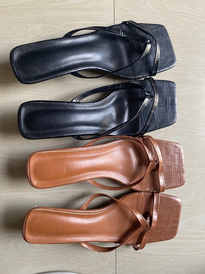 Strappy Kitten Heels Bundle Sqaure Shape (Category: Heels) located in Cavite. Submitted by tris.preloved (Listing ID 1464634732, Image 1). Description: 750 for 2, 500 for 1 Never been used strappy kitten heels Square shape 24.5cm, size 39 Super cute and sleek to wear, very comfy.