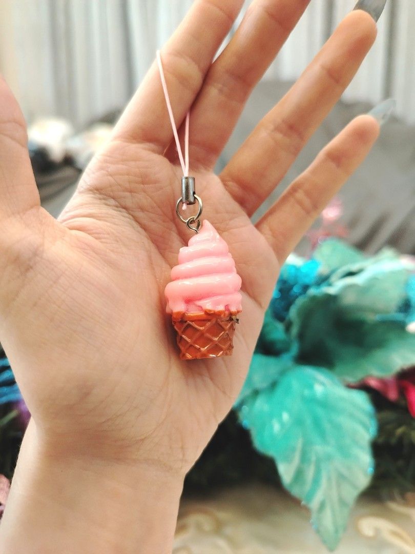 Strawberry Ice Cream Cone Keychain Charm (Category: Character Goods) located in San Fernando. Submitted by jpmarketplace2023 (Listing ID 1464651840, Image 3). Description: 💚 All items are authentic from Japan. 💛 MOP: GCash (❌️ GCash Protect) 🩵 MOD: LBC only (❌️ S. Checkout, COD, COP) 💙 Meet-up: Vista Mall, San Fernando, Pampanga 💜 All items are on-hand. 🧡 First to pay gets the item first. ❤️ Breakable items are packed with care and caution.