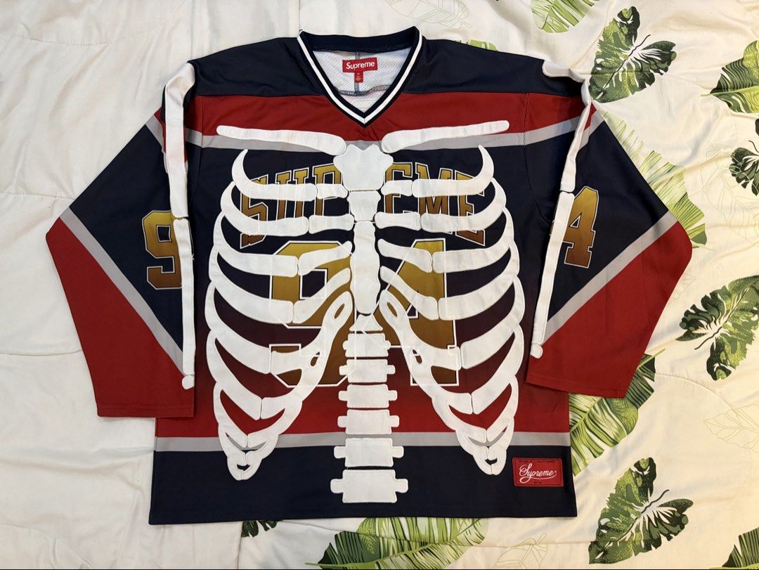SUPREME Bones Hockey Jersey [M] (Category: Activewear) located in Makati City. Submitted by buy.sell.trade.ph (Listing ID 1464705158, Image 1). Description: SUPREME Bones Hockey Jersey [M] Size Medium Used - Condition 9/10 W25 x L30.