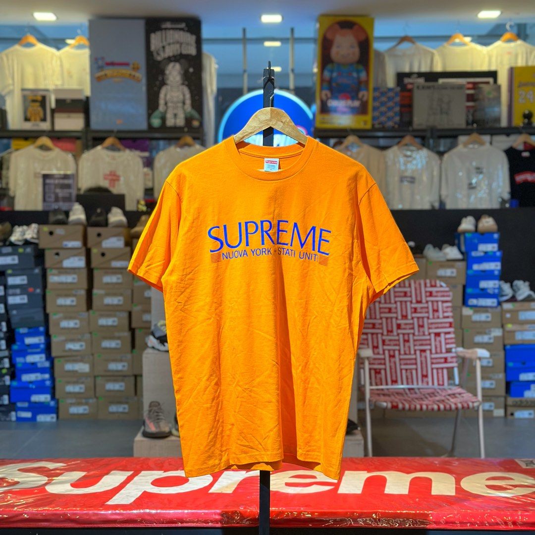 Supreme FW20 Nuova York Tee Orange (Category: Tshirts & Polo Shirts ) located in Quezon City. Submitted by inside_plug (Listing ID 1464646835, Image 1). Description: For Sale Supreme FW20 Nuova York Tee Orange - Medium Brandnew Dm us to purchase.