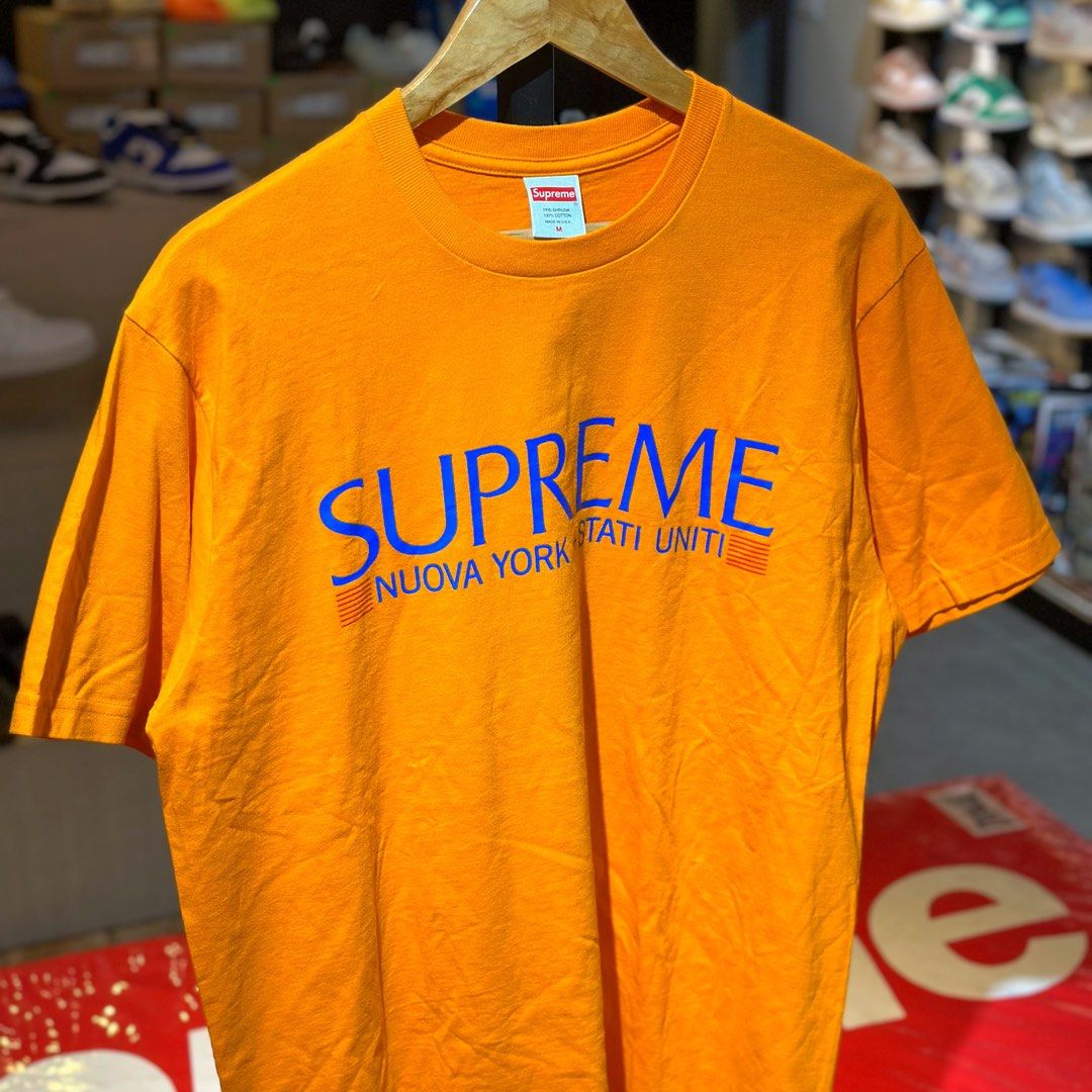 Supreme FW20 Nuova York Tee Orange (Category: Tshirts & Polo Shirts ) located in Quezon City. Submitted by inside_plug (Listing ID 1464646835, Image 2). Description: For Sale Supreme FW20 Nuova York Tee Orange - Medium Brandnew Dm us to purchase.
