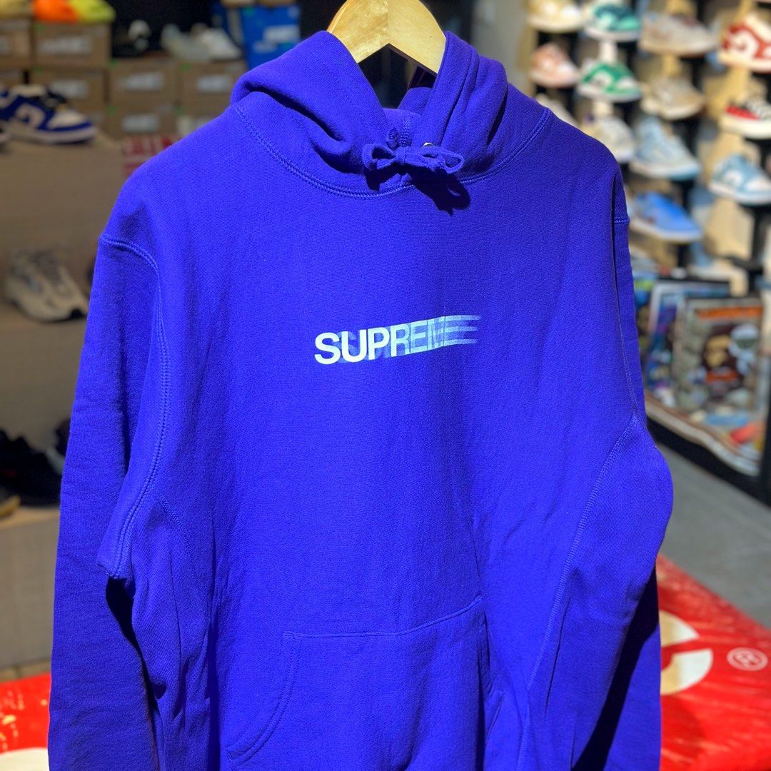 Supreme SS20 Motion Logo Hooded Sweatshirt (Category: Coats, Jackets and Outerwear) located in Quezon City. Submitted by inside_plug (Listing ID 1464647878, Image 2). Description: For Sale Supreme SS20 Motion Logo Hooded Sweatshirt Purple - XL Brandnew Dm us to purchase.