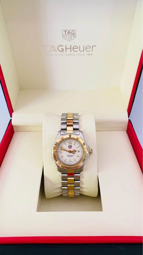 Tag Heuer Professional (Category: Women's Watches) located in Manila. Submitted by annafinds (Listing ID 1464738348, Image 3). Description: ₱26,800 Auth Tag Heuer Professional Two-Tone Watch for Ladie’s -28mm Case Size -Sapphire Glass -White Dial -Swiss Made -Stainless Steel -Quartz Movement -Small to Medium Wrist Size -With Provided Box -In Excellent Condition 📌Disclaimer:📌 I Claim to be a Legit Watch Reseller. All Products, Names, Brands, and