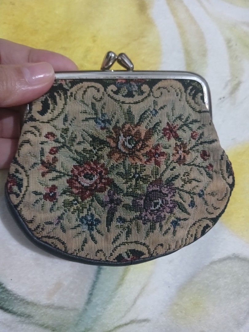 Tapestry Kisslock from Japan (Category: Purses & Pouches) located in Pasig City. Submitted by moreonwatches (Listing ID 1464638229, Image 1). Description: Signs of usage and fading on the inside of coin purse Medium size Japan-Sourced.