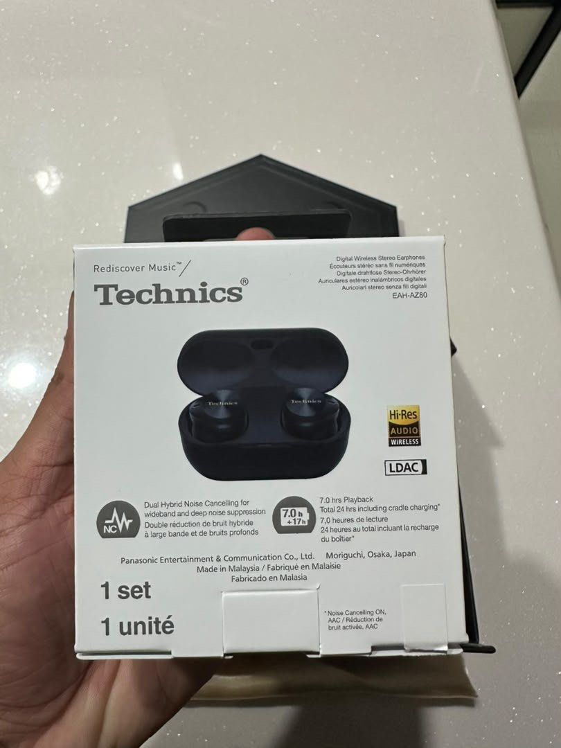 Technics EAH-AZ80 (Category: Earphones) located in Jelutong. Submitted by ezeqielnaj (Listing ID 1464749909, Image 2). Description: 🎧 Technics EAH-AZ80 — Brand New & Sealed 🆕 100% NEW & FACTORY SEALED 📦 Original box — never opened / never used 🎵 Premium Hi-Res Audio Wireless earbuds Features: * 🔊 Hi-Res Audio Wireless * 🎶 LDAC support * 🔇 Dual Hybrid Noise Cancelling (ANC) * 🎙️ High-quality call/microphone system * 🔋 Up to 7 hours playba