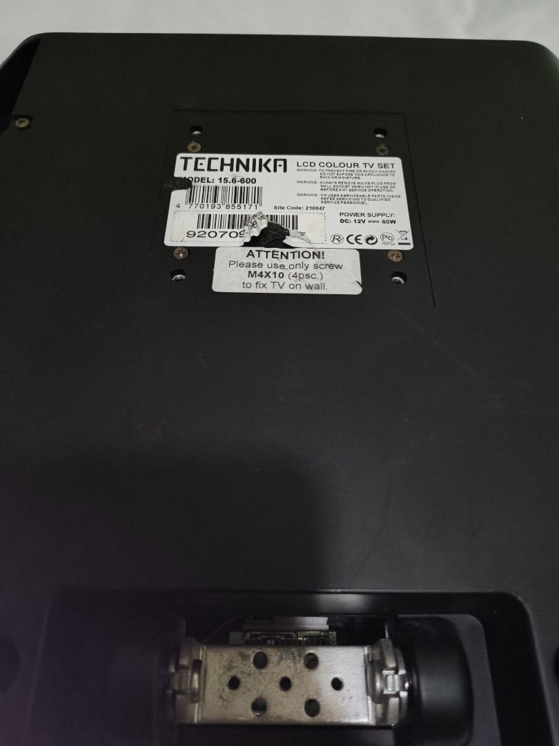 Technika 15.6-600 LCD Colour TV Set (Category: TV) located in Manila. Submitted by reascheyss51406 (Listing ID 1464587948, Image 2). Description: - Technika 15.6-inch LCD Colour TV Set - Connectivity: SCART, VGA, HDMI, AV inputs - Wall Mounting: Requires M4X10 screws.