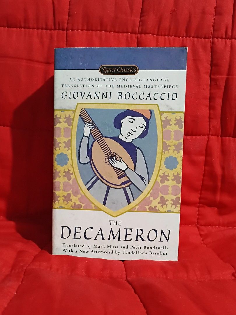 The Decameron Giovanni Boccaccio Signet Classics Paperback (Category: Storybooks) located in Manila. Submitted by krishna_ayanami (Listing ID 1464738219, Image 1). Description: - Title: The Decameron by Giovanni Boccaccio - Edition: Signet Classics - Translation: Translated by Mark Musa and Peter Bondanella - Special Feature: Includes a new afterword by Teodolinda Barolini - Format: Paperback with a colorful medieval illustration on the cover - C