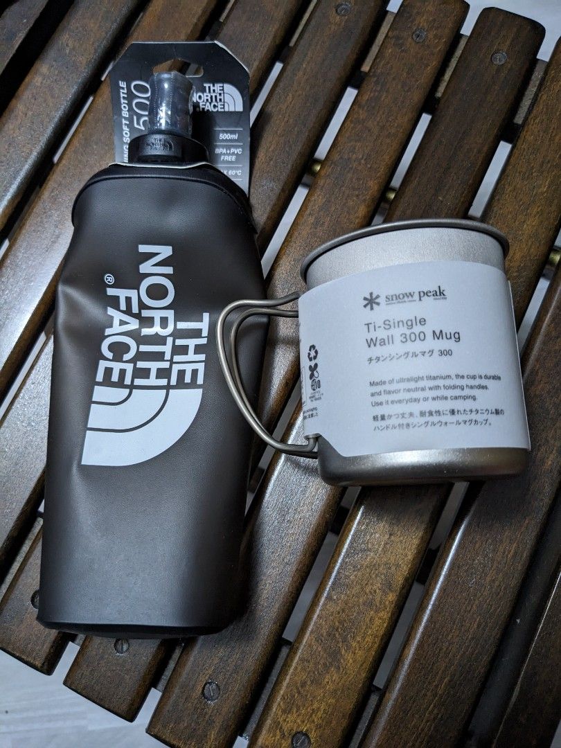 The North Face Soft Bottle & Snow Peak Titanium Mug (Category: Hiking & Camping) located in Manila. Submitted by itsmrkdv (Listing ID 1464609344, Image 1). Description: - The North Face 500ml Soft Bottle (BPA+PVC free) - Snow Peak Ti-Single Wall 300 Mug (Ultralight Titanium) - Ideal for everyday use, hiking, and camping.