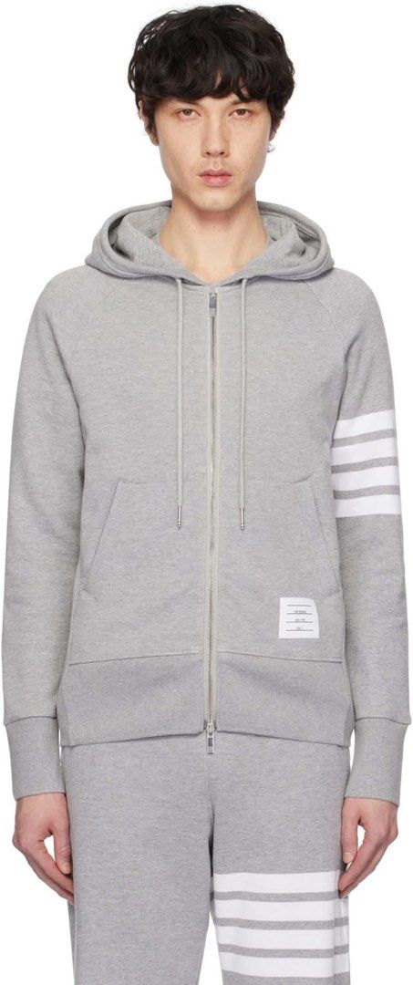Thom Browne 4bar hoodie! (Category: Luxury Apparel) located in General Trias. Submitted by luxfinds2019 (Listing ID 1464635335, Image 1). Description: Thom brownw hoodie 899 Fit small to medium 20.5by26 Riri underzip Asnew No issue Loc laguna Pm.