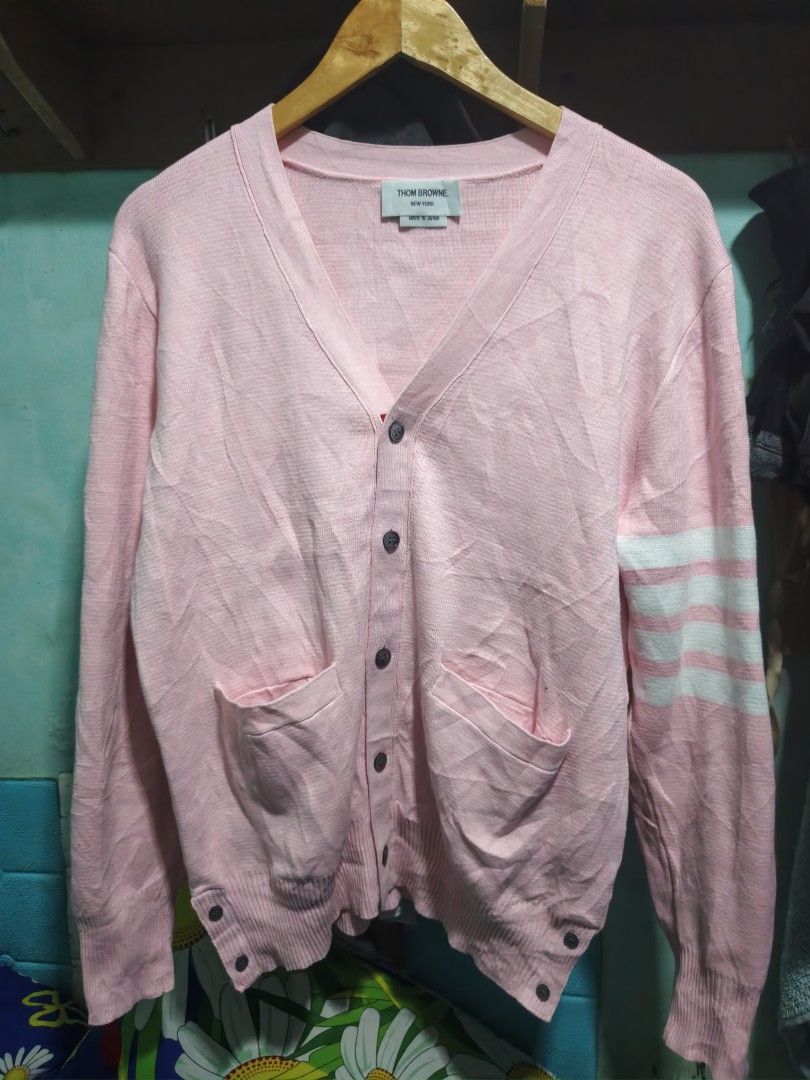 Thom Browne Pink Cardigan (Category: Luxury Apparel) located in Mabalacat. Submitted by thriftThings (Listing ID 1464657546, Image 1). Description: Thom Browne Pink Cardigan Size: 1 Fir Large(w) Good as new Condition No issue.