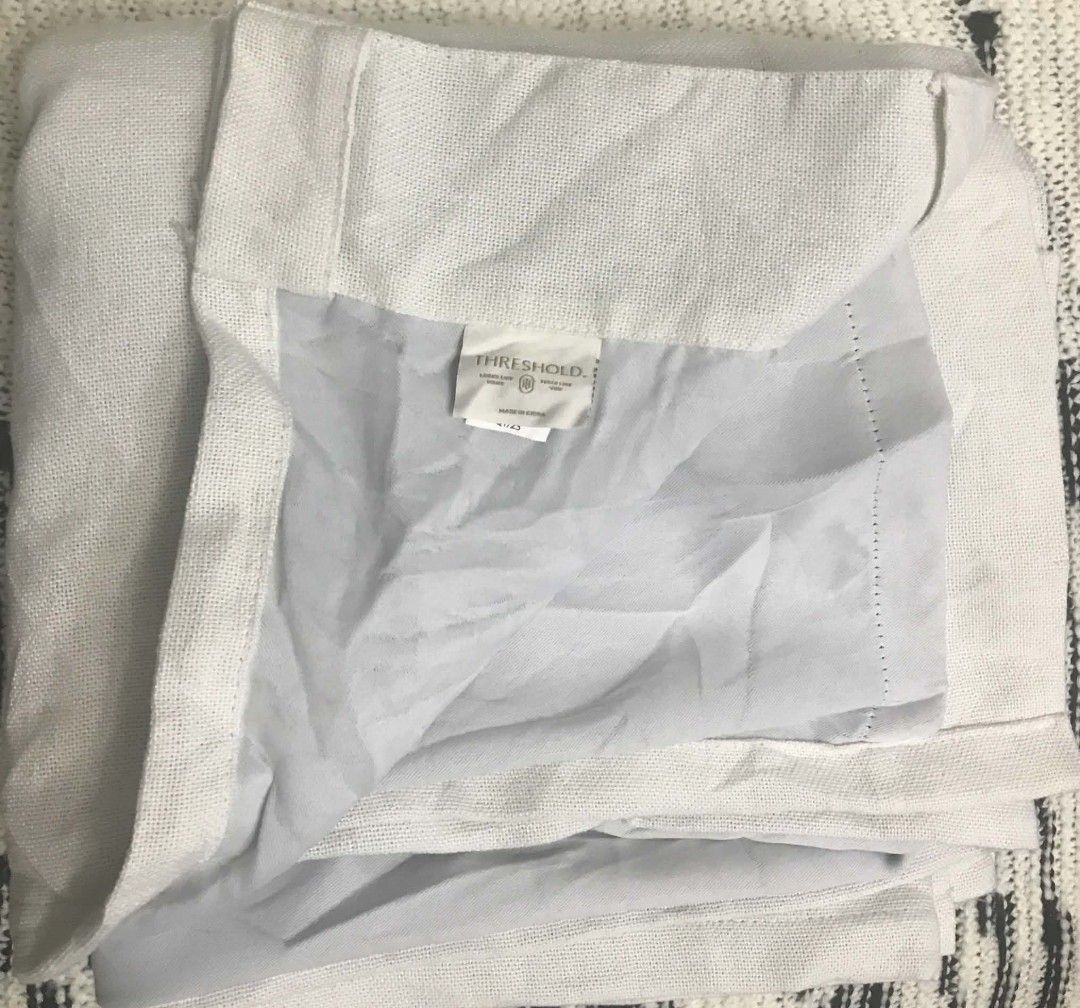 Threshold Aruba Blackout Curtain White 7ft (Category: Travel Essentials & Accessories) located in Imus. Submitted by stop_shop7 (Listing ID 1464601757, Image 1). Description: - Brand: Threshold - Style: Aruba - Color: White - Type: Blackout Curtain - Material: Polyester and Cotton Blend - Dimensions: 42 inches wide - Care: Machine washable - Features: Excellent for blocking out light Loc: Imus, Cavite Delivery: flash Express/Lalamove (Buyer Shoul
