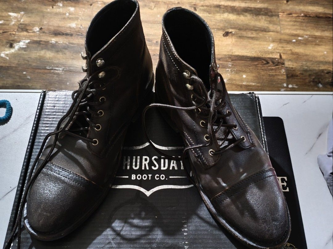 Thursday Boot Canyon Captain Boot (Category: Boots) located in Manila. Submitted by john.john17 (Listing ID 1464598433, Image 2). Description: Thursday Boot Captain - 9.5 Wide = 9,500php - Brand: Thursday Boot Co. - Model: Canyon Captain - Size: 9.5 Wide Fit - Color: Dark Brown - Material: Leather - Style: Lace-up with Cap Toe - Condition: Used - Includes: Original box Orginal Price: 12,900 + (customs and other fees, around 3k din atah) 15-16k to