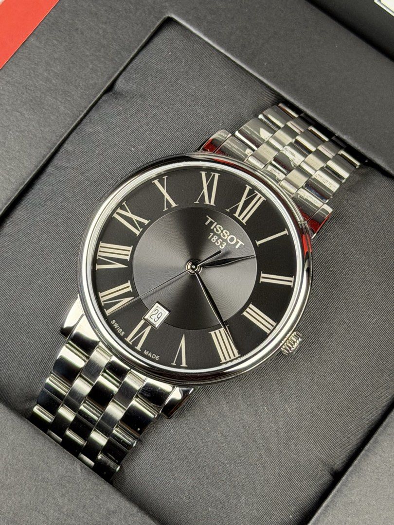 Tissot Carson Premium Black Dial (Category: Men's Watches) located in Bacoor. Submitted by offtheclock (Listing ID 1464696445, Image 2). Description: Tissot Carson Premium Black Dial Condition: Brandnew Reference No: T122.410.11.053.00 Movement: Swiss Quartz (ETA F06.115) Material: 316L Stainless Steel Case Diameter: 40mm (Sapphire Crystal) Dial: Sunburst Black Strap: Original Stainless Steel Bracelet Inclusion: Original Box and Card SRP: ₱26,000