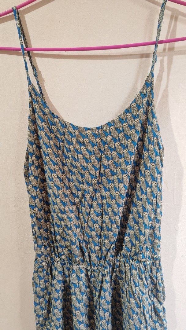TOPFEELING Ladies Owl Print Jumpsuit (Category: Jumpsuits) located in Manila. Submitted by cosmiccat-888 (Listing ID 1464637119, Image 2). Description: - Adorable blue jumpsuit with a fun all-over owl print. - Features delicate spaghetti straps. - Comfortable cinched waist with an elastic band. - Convenient side pockets. - Made from lightweight material, ideal for casual outings..