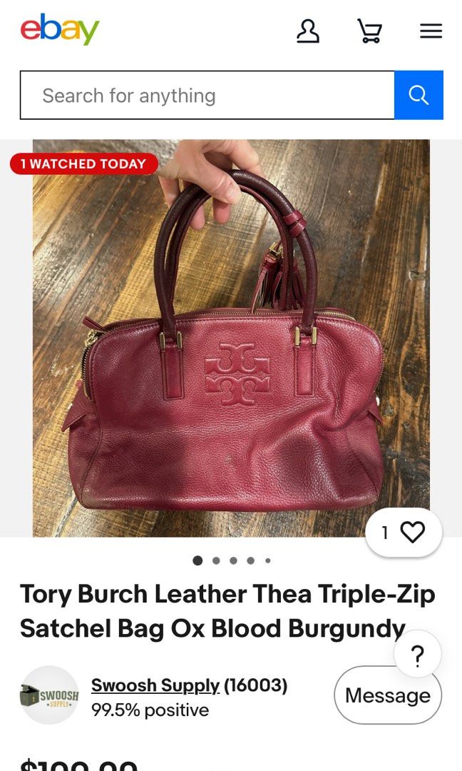 TORY BURCH LEATHER TEA TRIPLE ZIP SATCHEL BAG (Category: Shoulder Bags) located in General Mariano Alvarez. Submitted by adonid (Listing ID 1464627971, Image 2). Description: TORY BURCH LEATHER TEA TRIPLE ZIP SATCHEL BAG GOOD CONDITION NORMAL SIGN OF USAGE ONLY .
