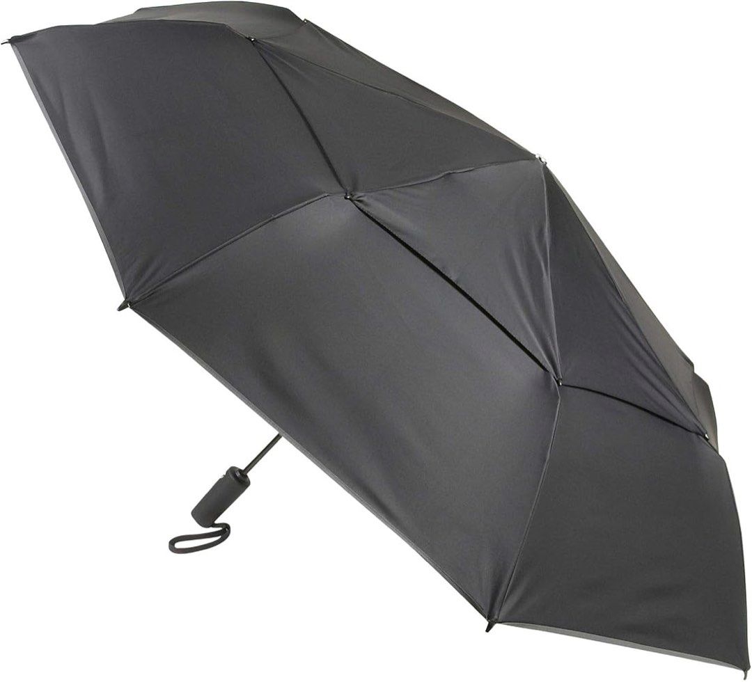 Tumi Compact Travel Umbrella - Black (Category: Umbrellas) located in Manila. Submitted by starbalesukandjapansurplus (Listing ID 1464585079, Image 3). Description: - Brand: Tumi - Color: Black with red interior accents - Features: Auto open and close function - Portability: Compact and folds small for easy packing - Protection: Ideal for on-the-go rain protection - Additional: Handle loop for hanging, includes protective sleeve.