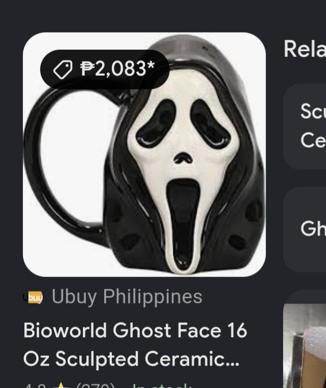 UK Surplus 🇬🇧 Halloween Ghost Face Mug (Category: Coffee & Tea Tableware) located in Cagayan de Oro. Submitted by langscloset (Listing ID 1463462356, Image 3). Description: new arrival UK surplus items 🇬🇧 no issue, like new. I only have 3-4 pcs of this. Paubusan po sa surplus shop namin..