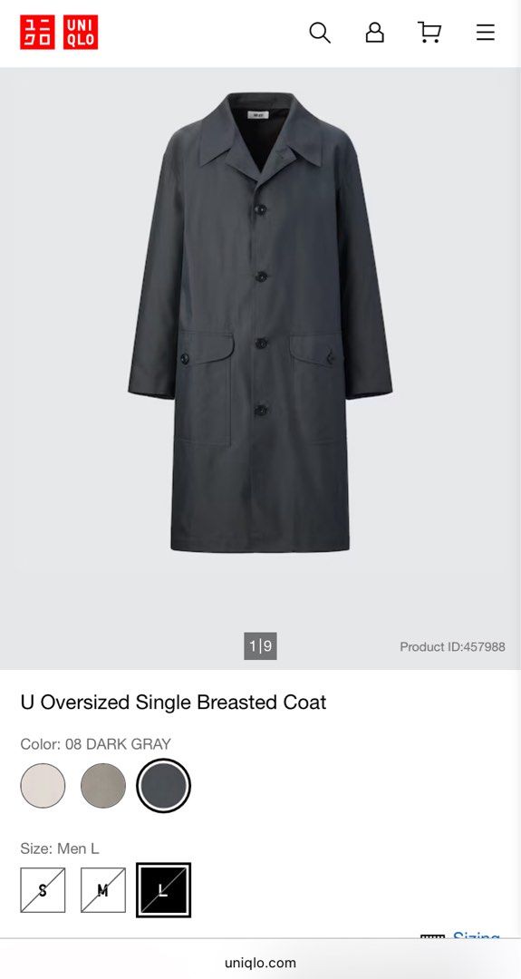 Uniqlo U Oversized Single Breasted Coat, RUSH SALE (Category: Coats, Jackets and Outerwear) located in Santa Maria. Submitted by bustinjieber.9804 (Listing ID 1464570832, Image 3). Description: bought in full price (₱6,990) good as new, wore once for an event price is negotiable for sure buyers rfs: decluttering, need cash.