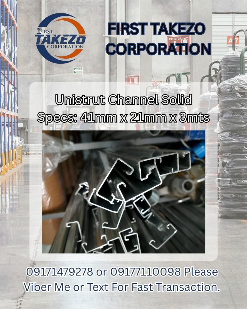 Unistrut Channel Solid Specs: 41mm x 21mm x 3mts (Category: Everything Else Others) located in Manila. Submitted by joeyroque09 (Listing ID 1464625899, Image 1). Description: Unistrut Channel Solid Specs: 41mm x 21mm x 3mts.