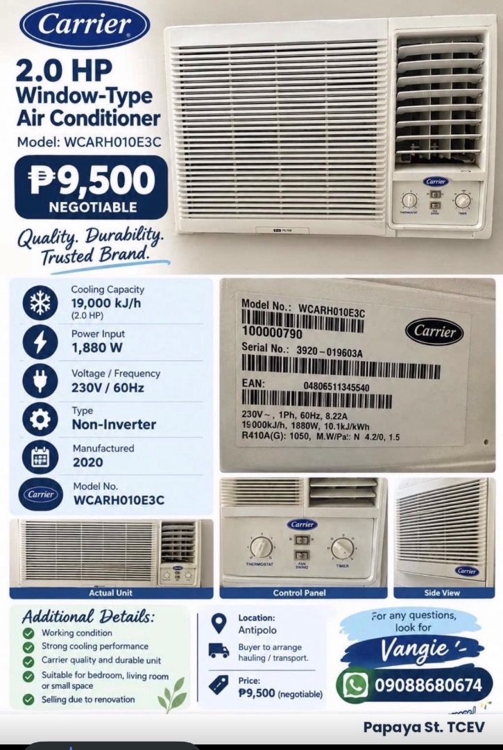 Used window type ac good condition (Category: Other Home Furniture) located in Caloocan City. Submitted by abundantlife168 (Listing ID 1464577900, Image 1). Description: Pick up .